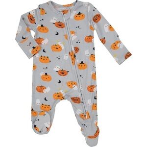 NWT Angel Dear Halloween Zip Footie in Grey at Nordstrom, Size 0-3M